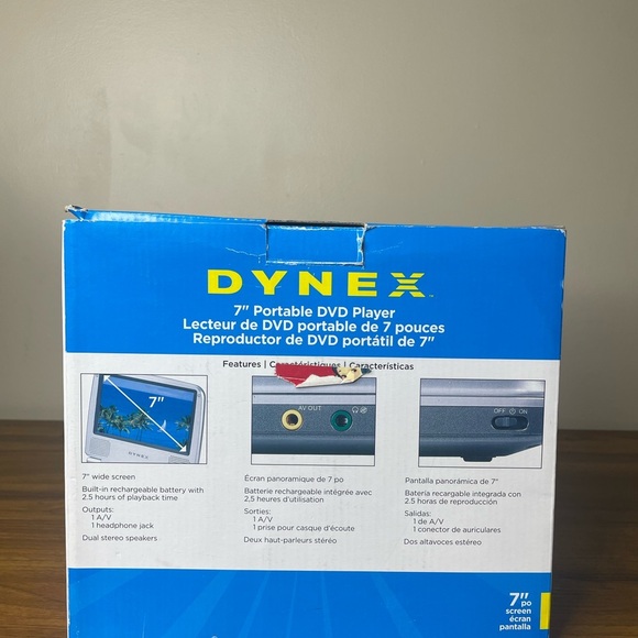 Dynex DX-PDVD7 Portable DVD Player 7" Silver New Open Box Tested Works - Picture 4 of 15